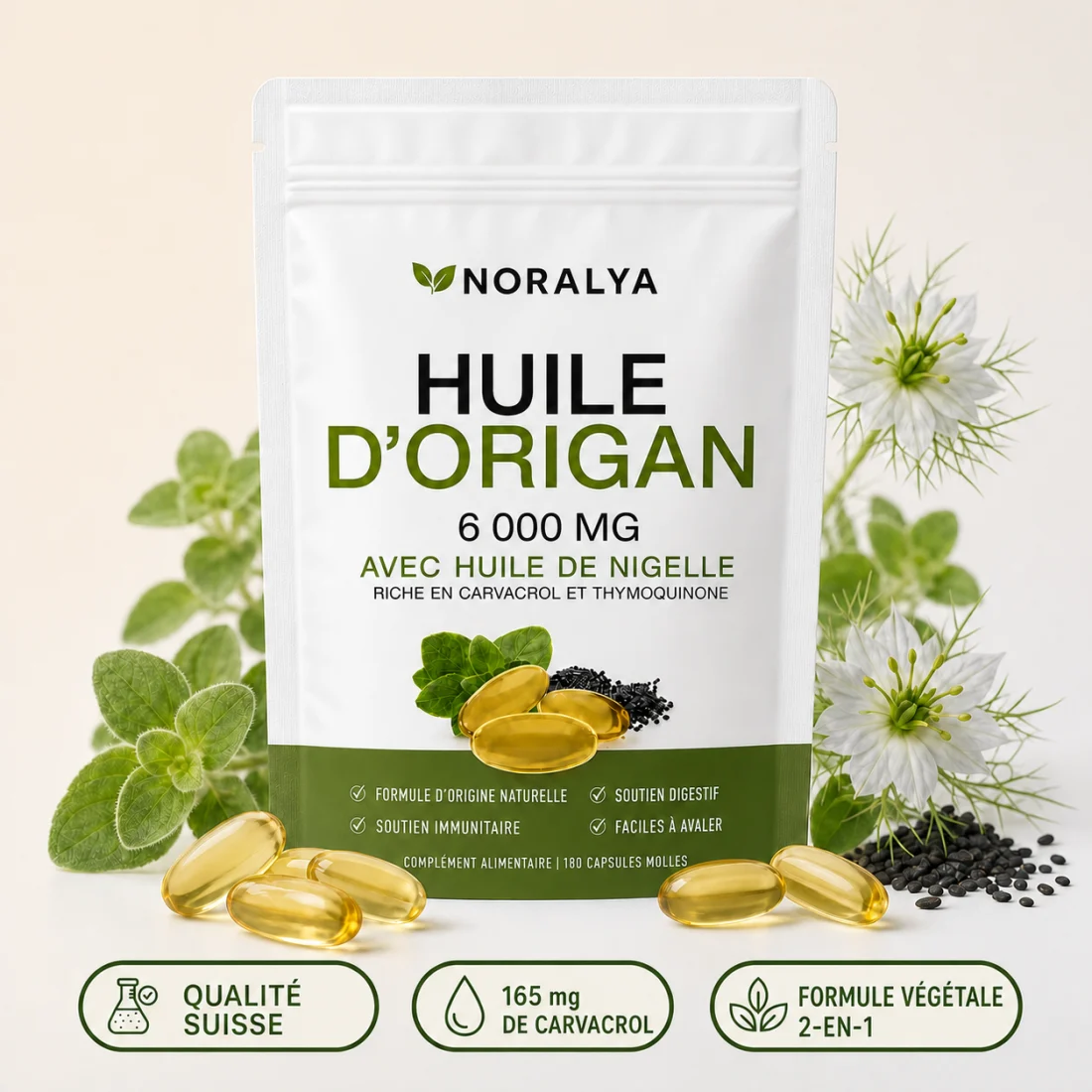Sachet Noralya Huile d'origan 6 000 mg avec huile de nigelle